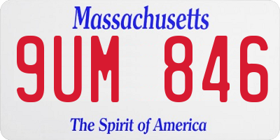 MA license plate 9UM846