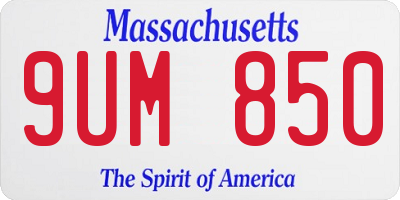 MA license plate 9UM850
