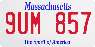 MA license plate 9UM857