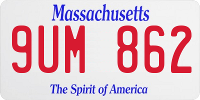 MA license plate 9UM862