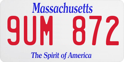 MA license plate 9UM872