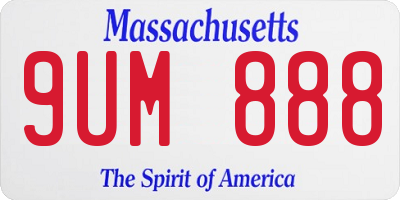 MA license plate 9UM888