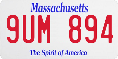 MA license plate 9UM894
