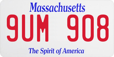 MA license plate 9UM908