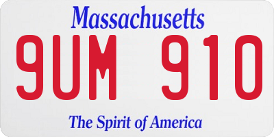MA license plate 9UM910