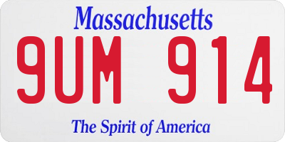 MA license plate 9UM914