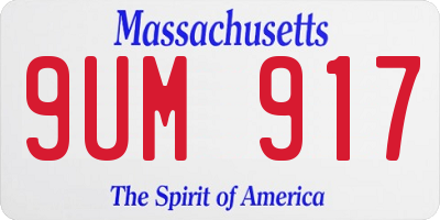 MA license plate 9UM917