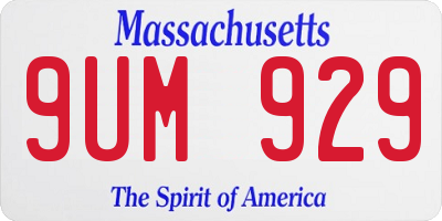 MA license plate 9UM929