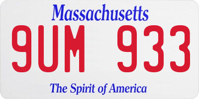 MA license plate 9UM933