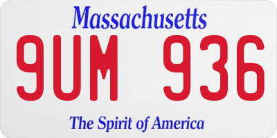 MA license plate 9UM936