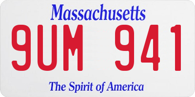 MA license plate 9UM941