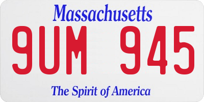 MA license plate 9UM945