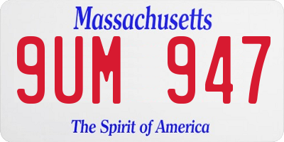 MA license plate 9UM947