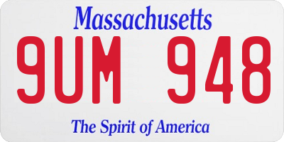 MA license plate 9UM948