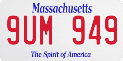 MA license plate 9UM949