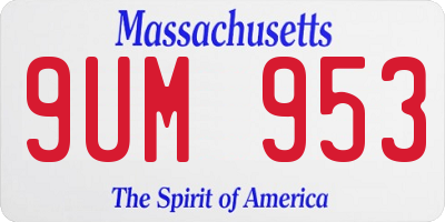 MA license plate 9UM953