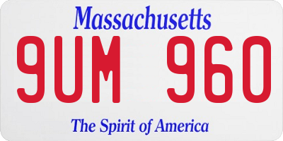 MA license plate 9UM960