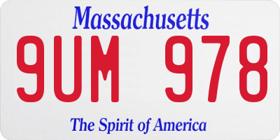 MA license plate 9UM978