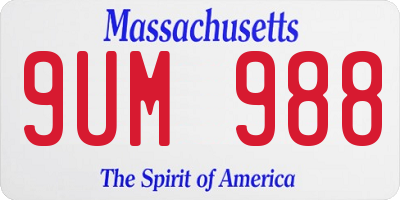 MA license plate 9UM988