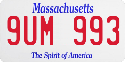 MA license plate 9UM993