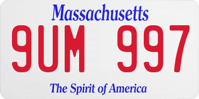 MA license plate 9UM997