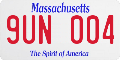 MA license plate 9UN004