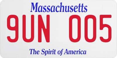MA license plate 9UN005