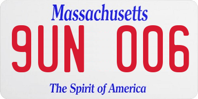 MA license plate 9UN006