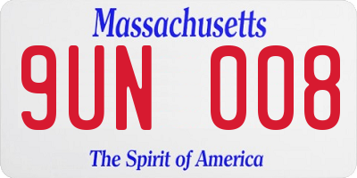 MA license plate 9UN008