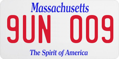 MA license plate 9UN009