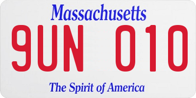 MA license plate 9UN010