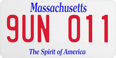 MA license plate 9UN011