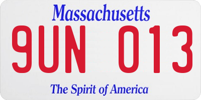 MA license plate 9UN013