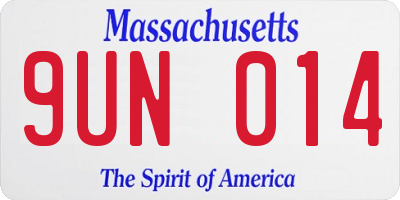 MA license plate 9UN014