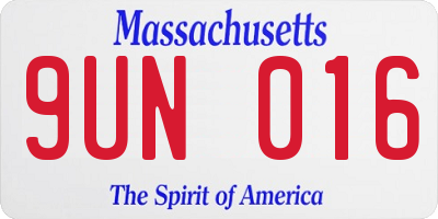 MA license plate 9UN016
