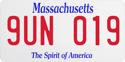 MA license plate 9UN019