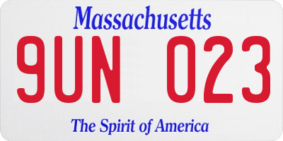 MA license plate 9UN023