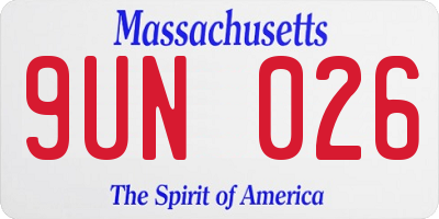 MA license plate 9UN026