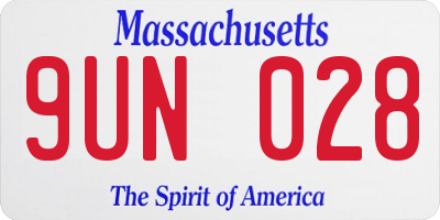 MA license plate 9UN028
