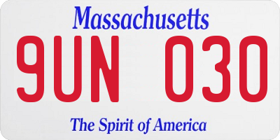 MA license plate 9UN030
