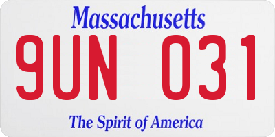 MA license plate 9UN031