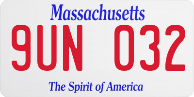 MA license plate 9UN032
