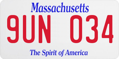 MA license plate 9UN034