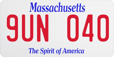 MA license plate 9UN040