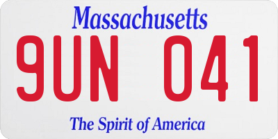MA license plate 9UN041
