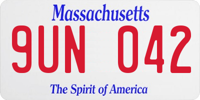 MA license plate 9UN042