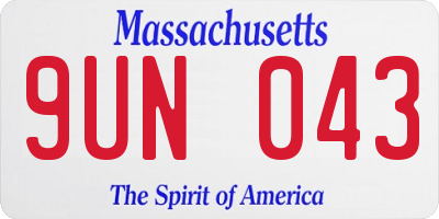 MA license plate 9UN043
