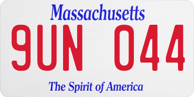 MA license plate 9UN044