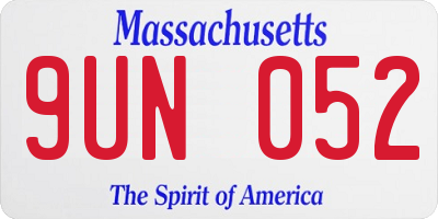 MA license plate 9UN052