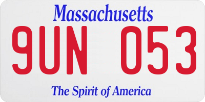 MA license plate 9UN053
